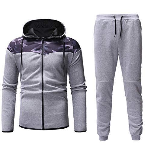 MmNote Men’s Hooded Athletic Tracksuit Full Zip Casual Jogging Gym ...